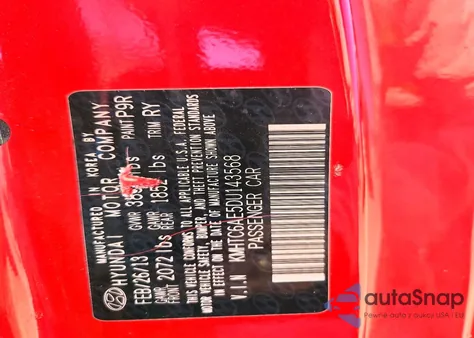 2013 Hyundai Veloster Turbo from USA, damaged, VIN KMHTC6AE5DU143568